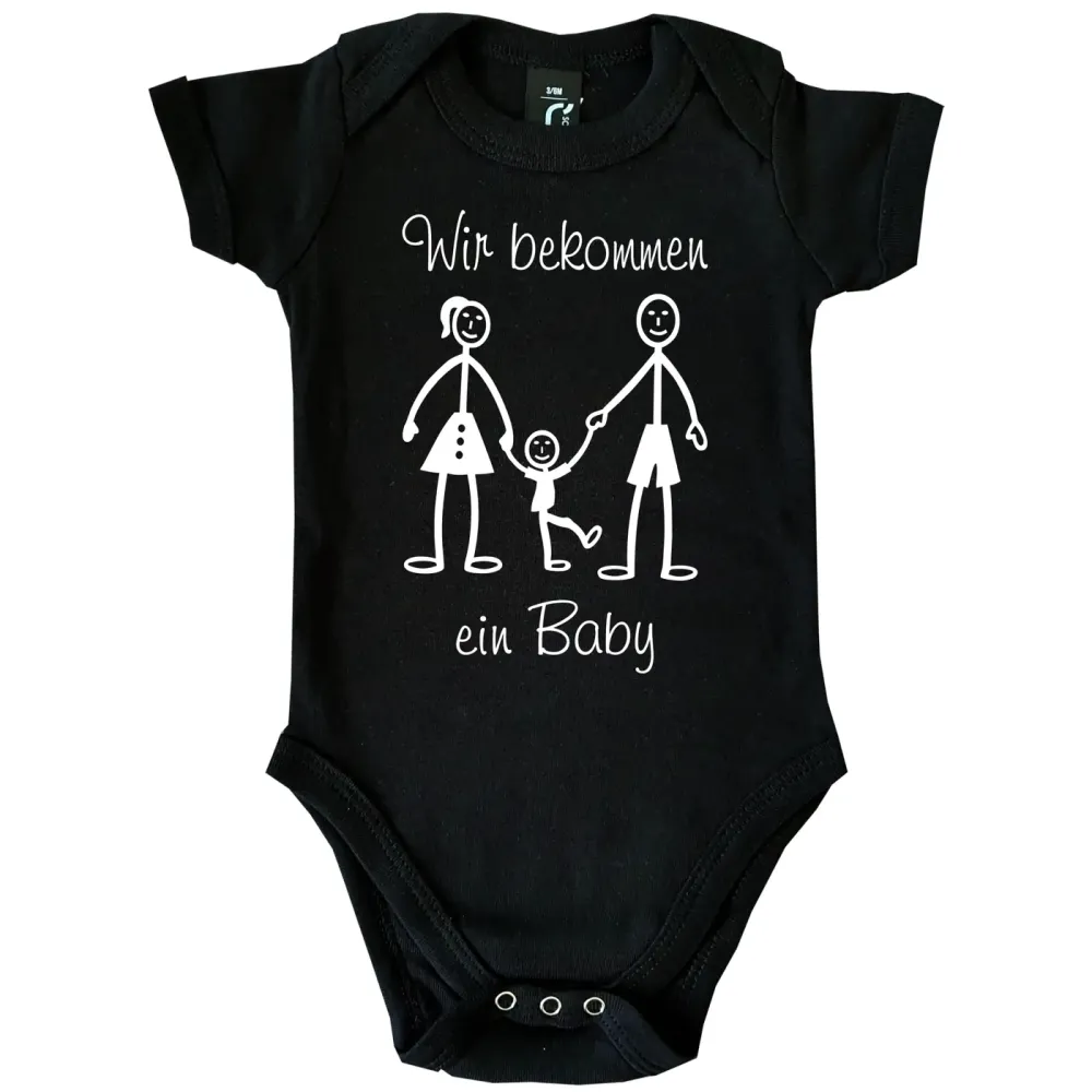 Baby‑Body mit Strichmännchen Familie für Mama und Papa