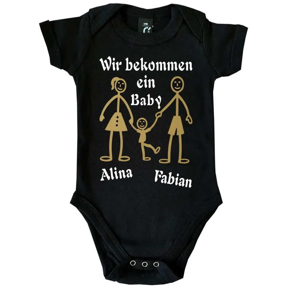 Preview: Babybody mit Druck Familienzuwachs