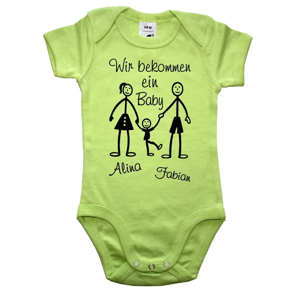 Babybody „Wir bekommen ein Baby“ mit witzigem Motiv