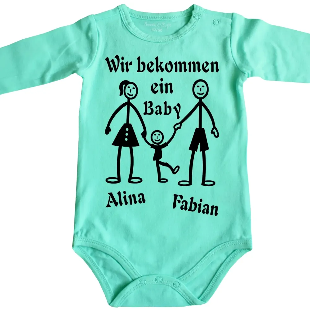Preview: Baby-Body mit Aufdruck Familienzuwachs