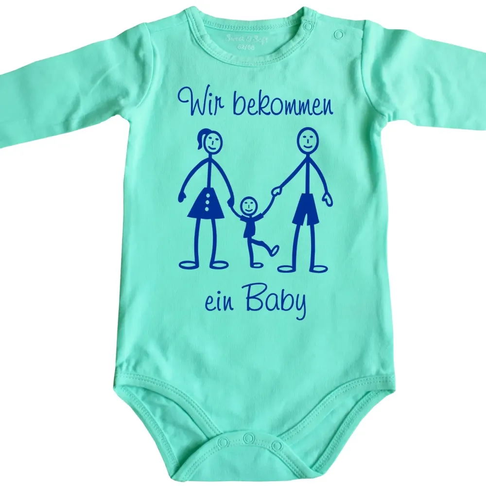 Baby‑Body Schwangerschaftsverkündung mit lustiger Grafik
