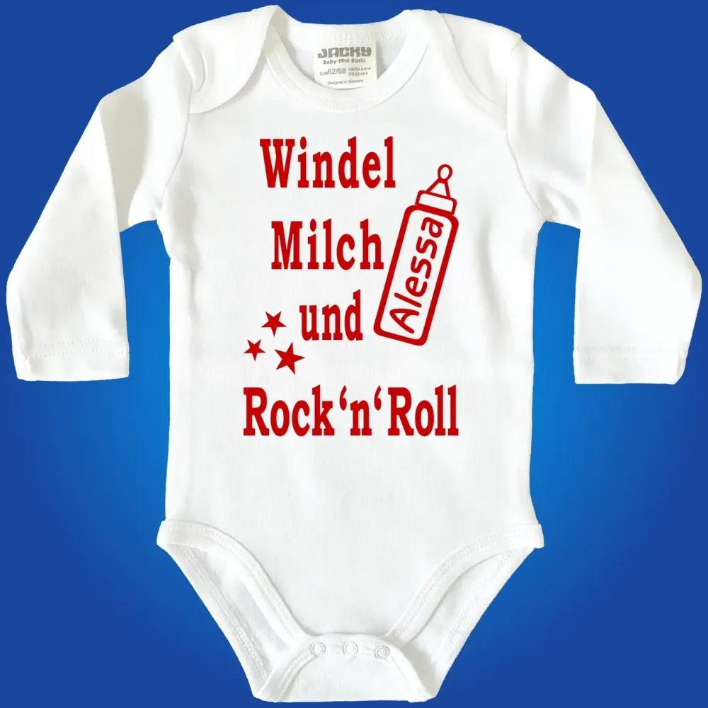Baby‑Body mit personalisiertem Rock’n’Roll Text