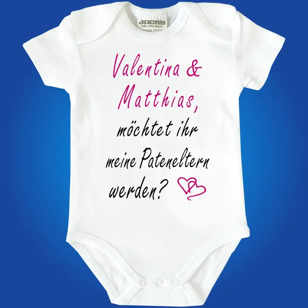 Babybody Taufpaten Frage für Freunde