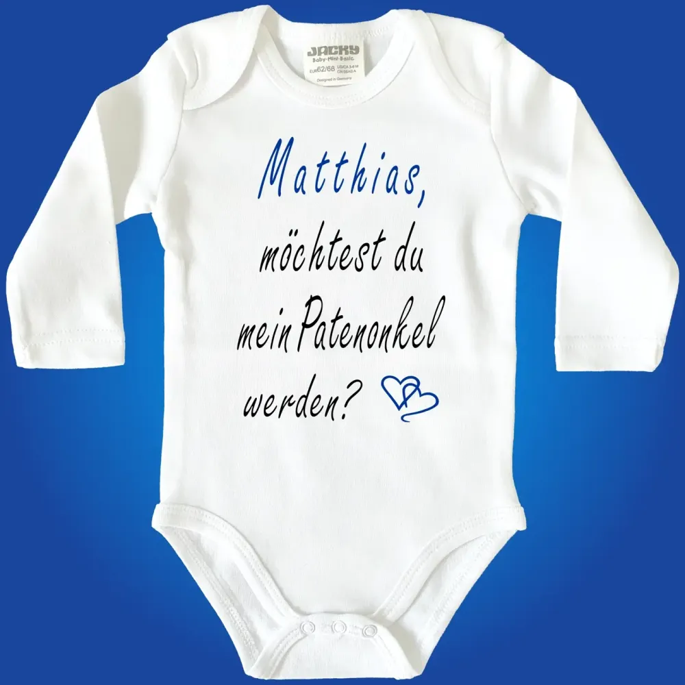 Babybody „Möchtet ihr meine Taufpaten werden?“