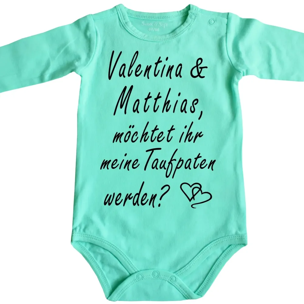 Preview: Baby bodysuit with godparent print