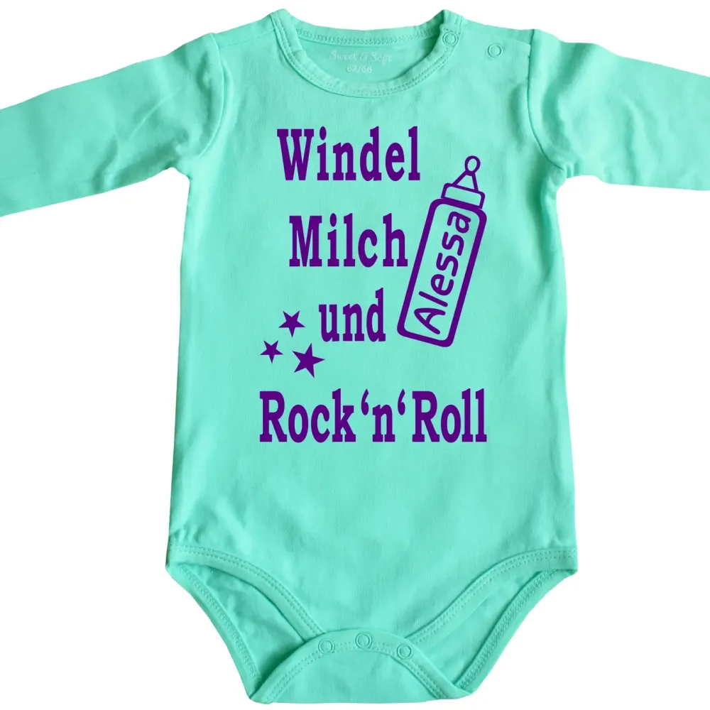Preview: Lustiger Baby‑Body mit Rock’n’Roll Text