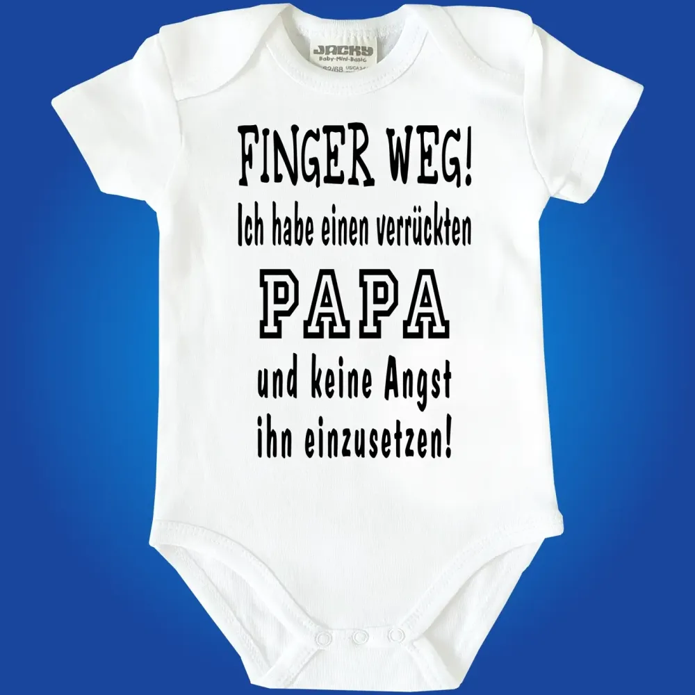 Baby‑Body mit Spruch „Finger weg, ich habe einen verrückten Opa“