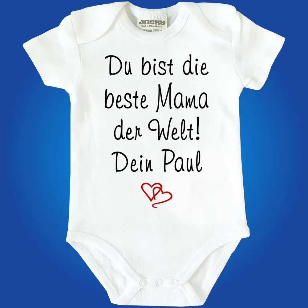 Baby‑Body mit Spruch „Du bist die beste Mama der Welt“