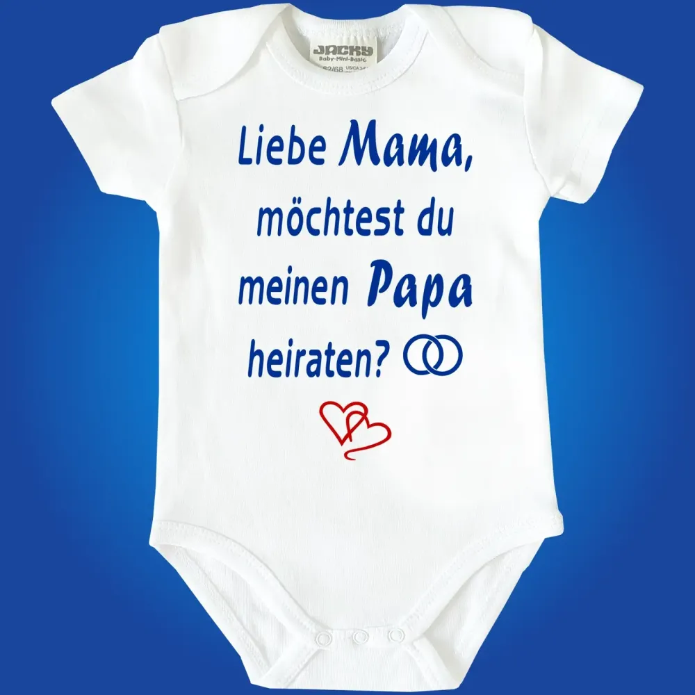 Preview: Baby‑Body mit romantischem Heiratsantrag und Ringen
