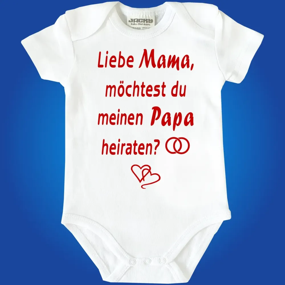 Babybody mit romantischer Grafik und Heiratsantrag vom Kind