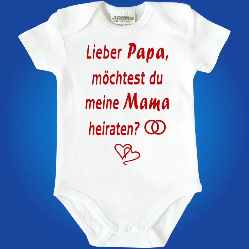 Baby‑Body mit zwei Ringen und liebevollem Hochzeits‑Spruch