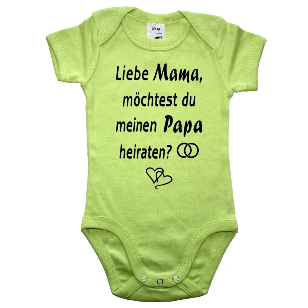 Babybody mit Herzen und wählbarem Mama/Papa Spruch