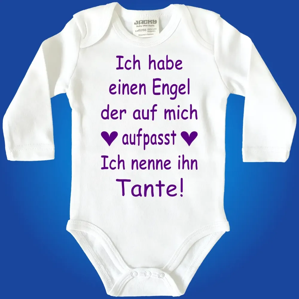 Personalisierter Babybody mit Engel‑Spruch und Familienbezeichnung