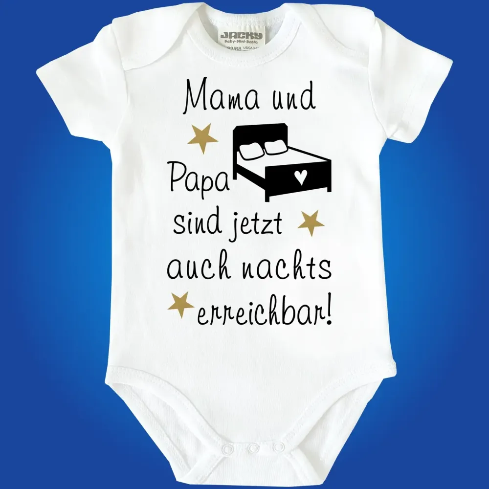 Lustiger Baby‑Body mit Nacht‑Spruch für Eltern
