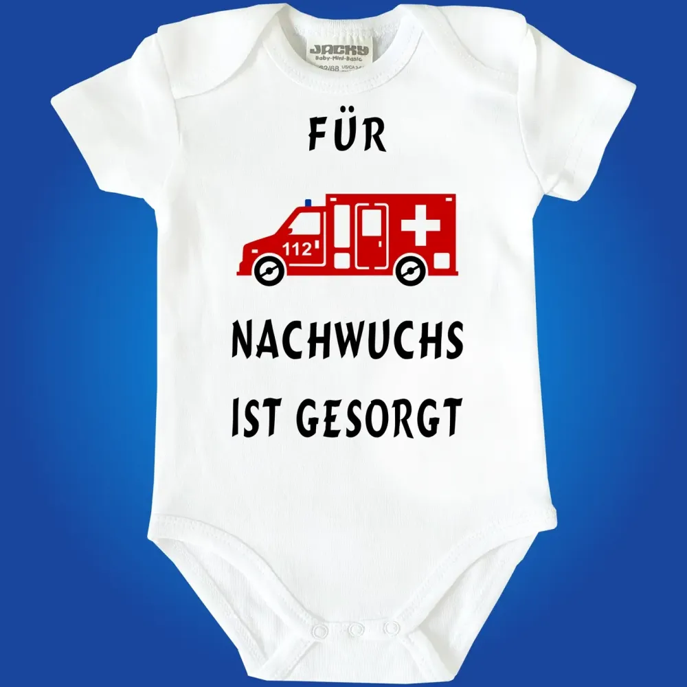 Baby-Body mit Rettungseinsatzfahrzeug für den Notarzt