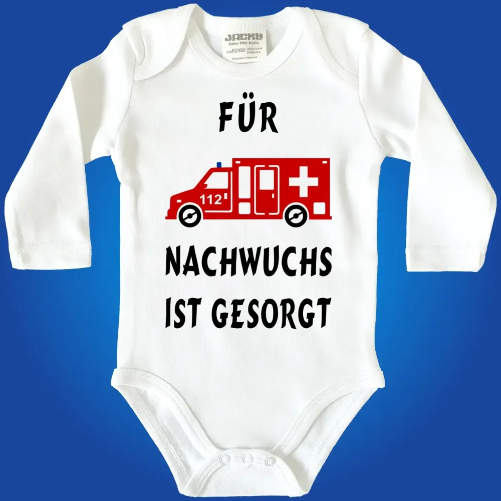 Baby‑Body mit Rettungswagen für Sanitäter‑ oder Notarzt‑Nachwuchs