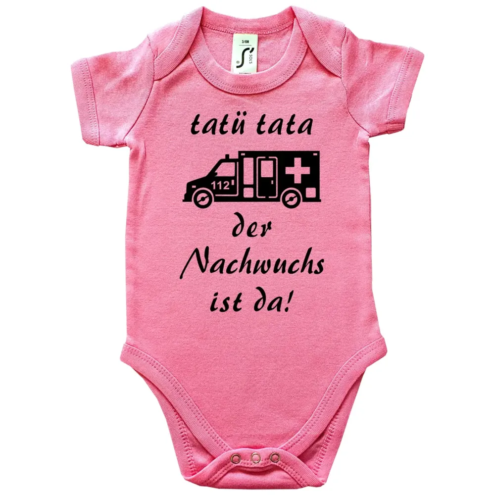 Baby-Body mit Notarztwagen für den Notarzt