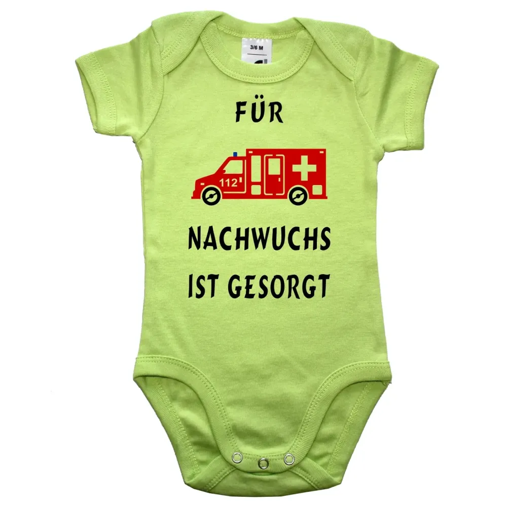 Babybody mit Krankenwagen für den Notarzt