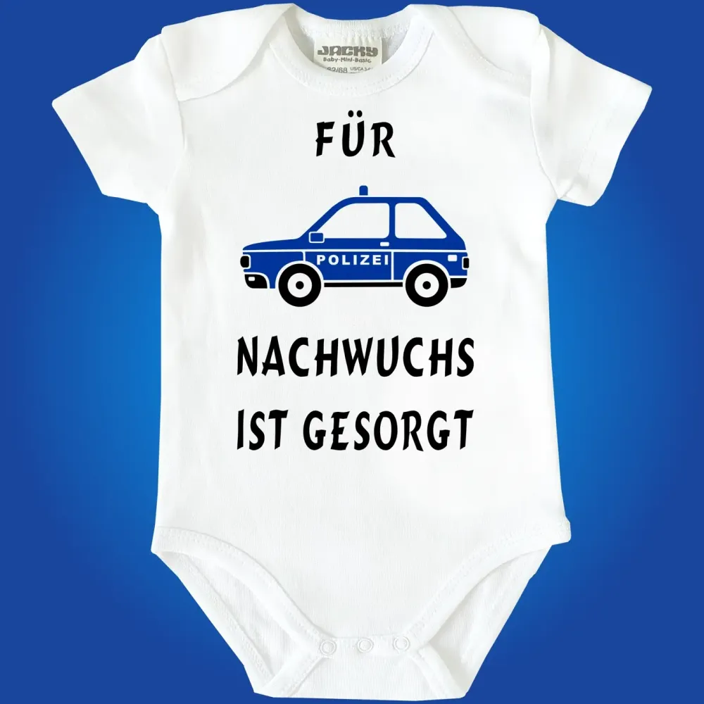 Baby-Body mit Polizeiauto für Polizei-Nachwuchs