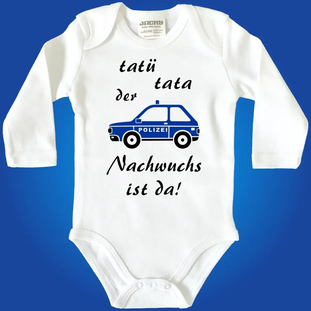 Preview: Baby-Body mit Polizeiauto für Polizei-Nachwuchs