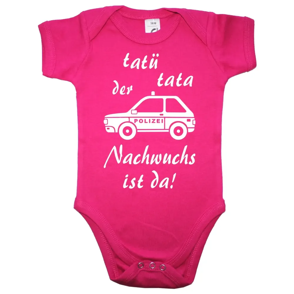 Baby‑Body mit Polizeiauto für Polizisten‑ oder Polizistin‑Nachwuchs