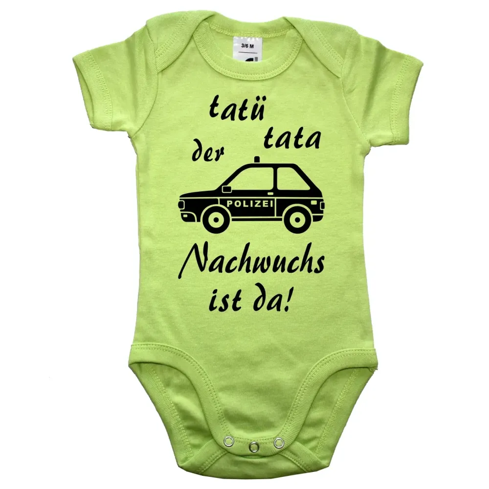 Baby‑Body mit Polizeiauto für Polizisten‑ oder Polizistin‑Nachwuchs