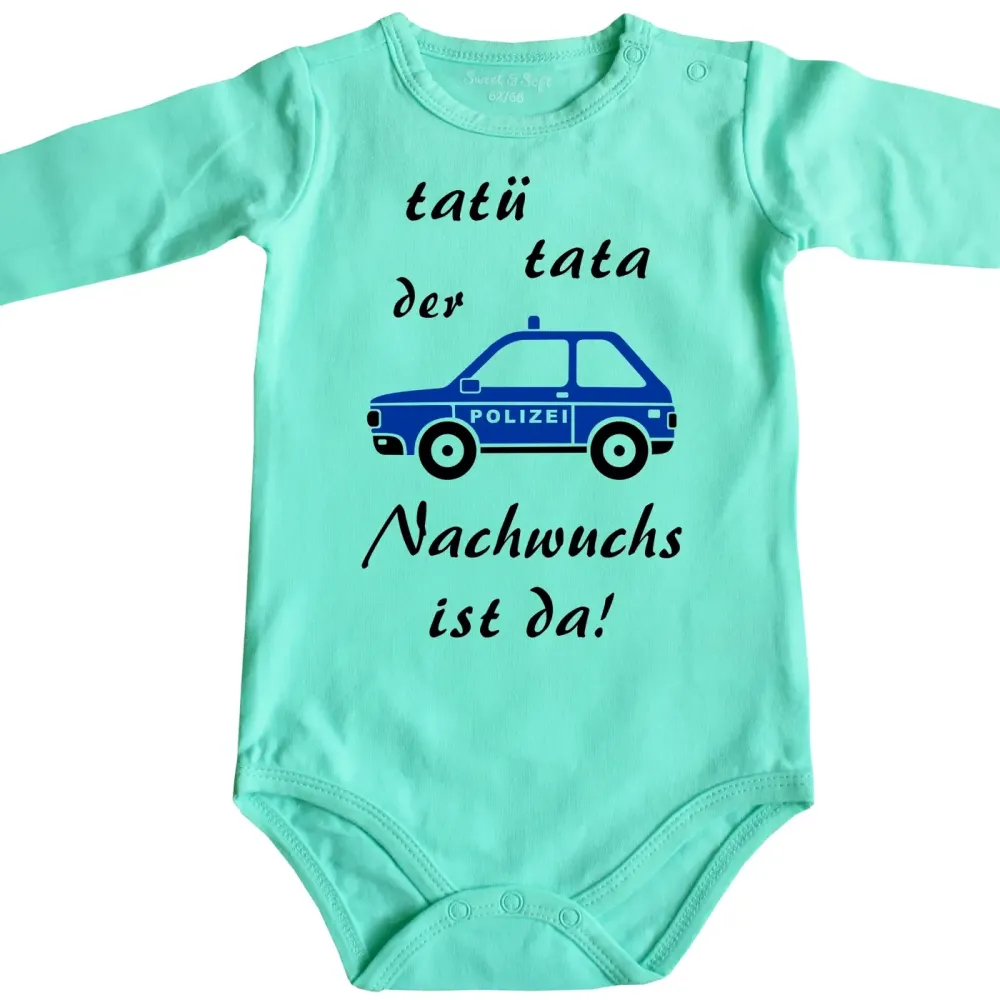 Baby-Body mit Polizeiauto für Polizei-Nachwuchs