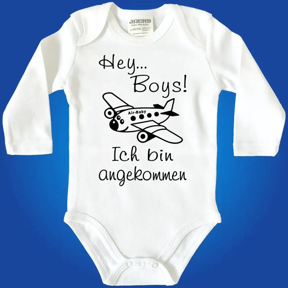 Baby‑Body mit witzigem Ankunfts‑Spruch