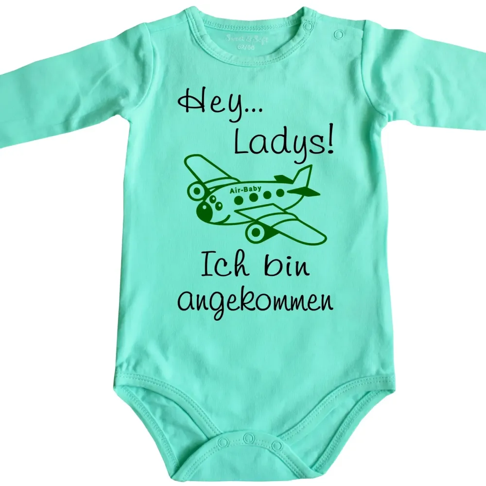 Preview: Babybody mit lustigem Flugzeug‑Motiv