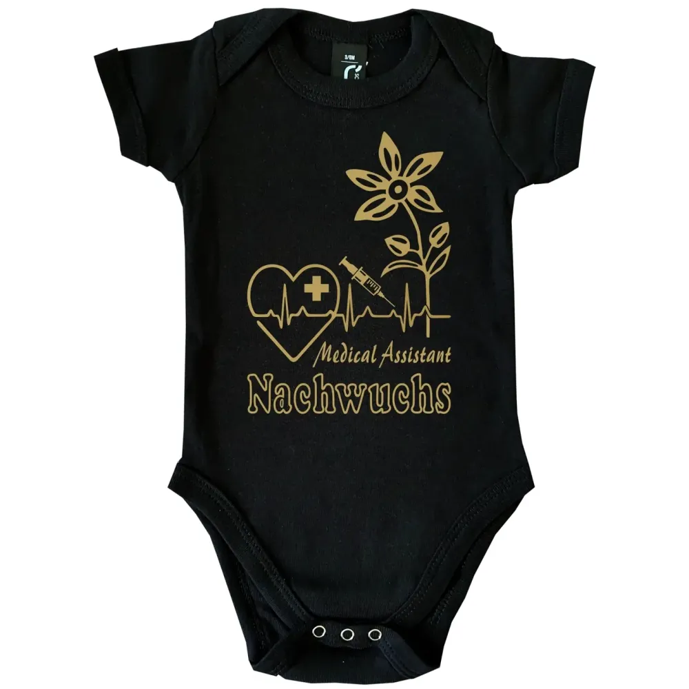 Baby-Body mit medizinischem Berufsmotiv „Medicine Assistant“ für Babys