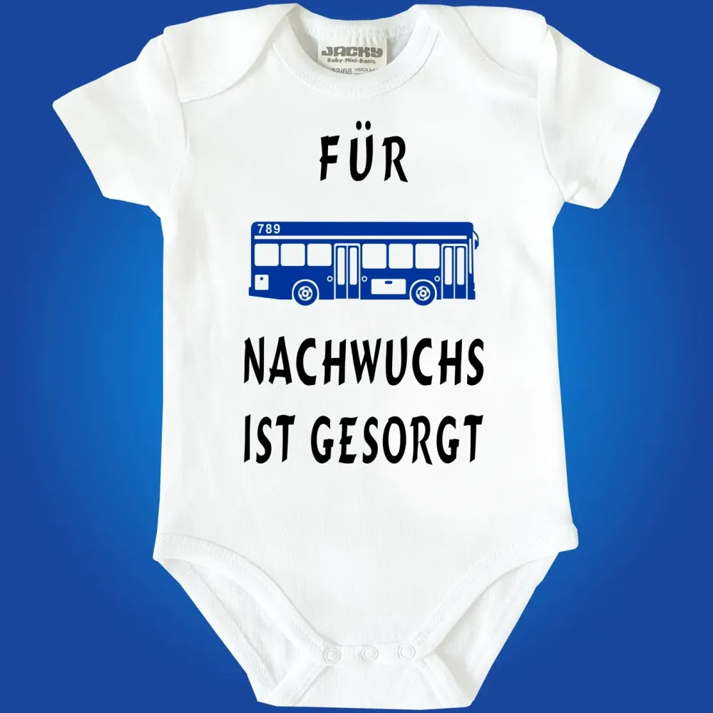 Preview: Babybody „Für Nachwuchs ist gesorgt“ mit Bus‑Grafik