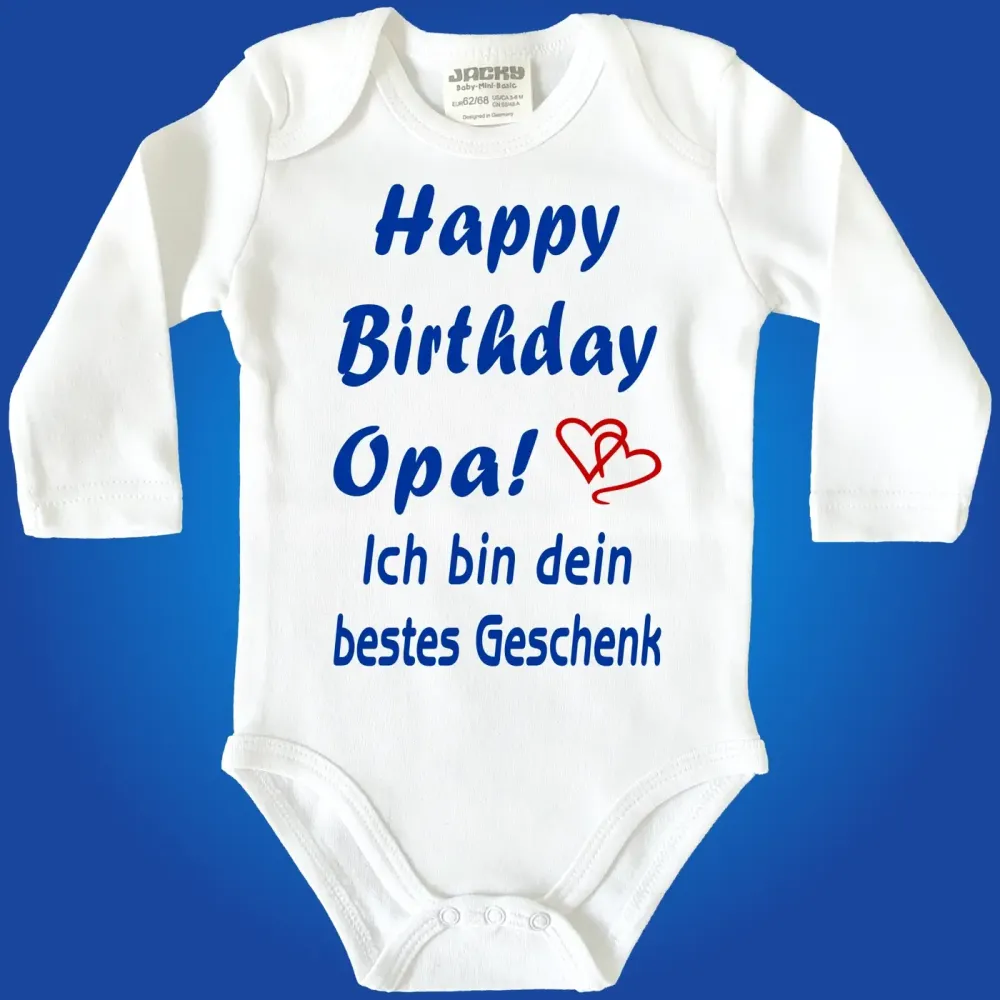 Preview: Baby-Body mit Druck Happy Birthday