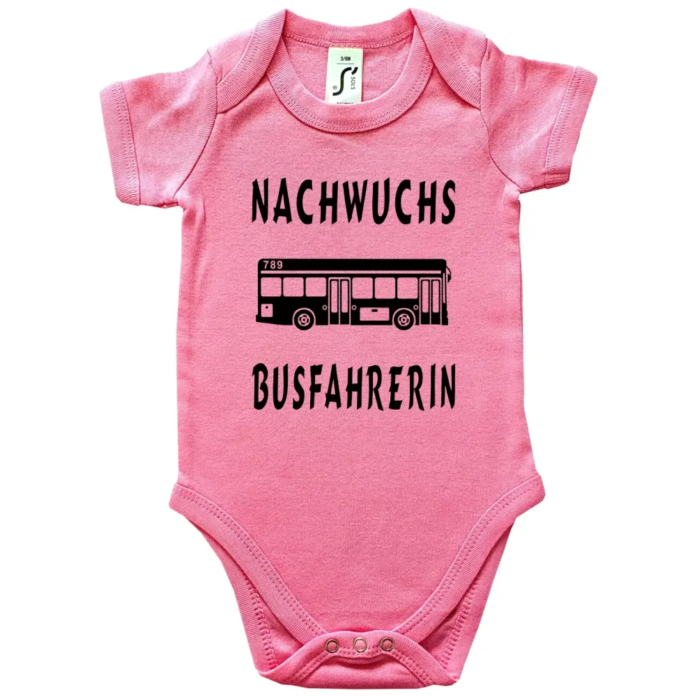 Baby‑Body mit farbigem Bus und lustigem Spruch