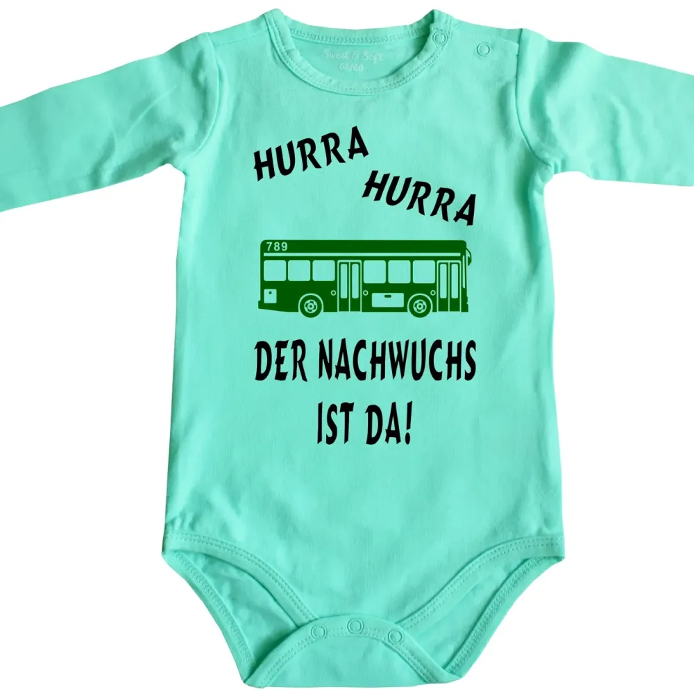 Preview: Babybody mit lustigem Bus‑Design für Babys