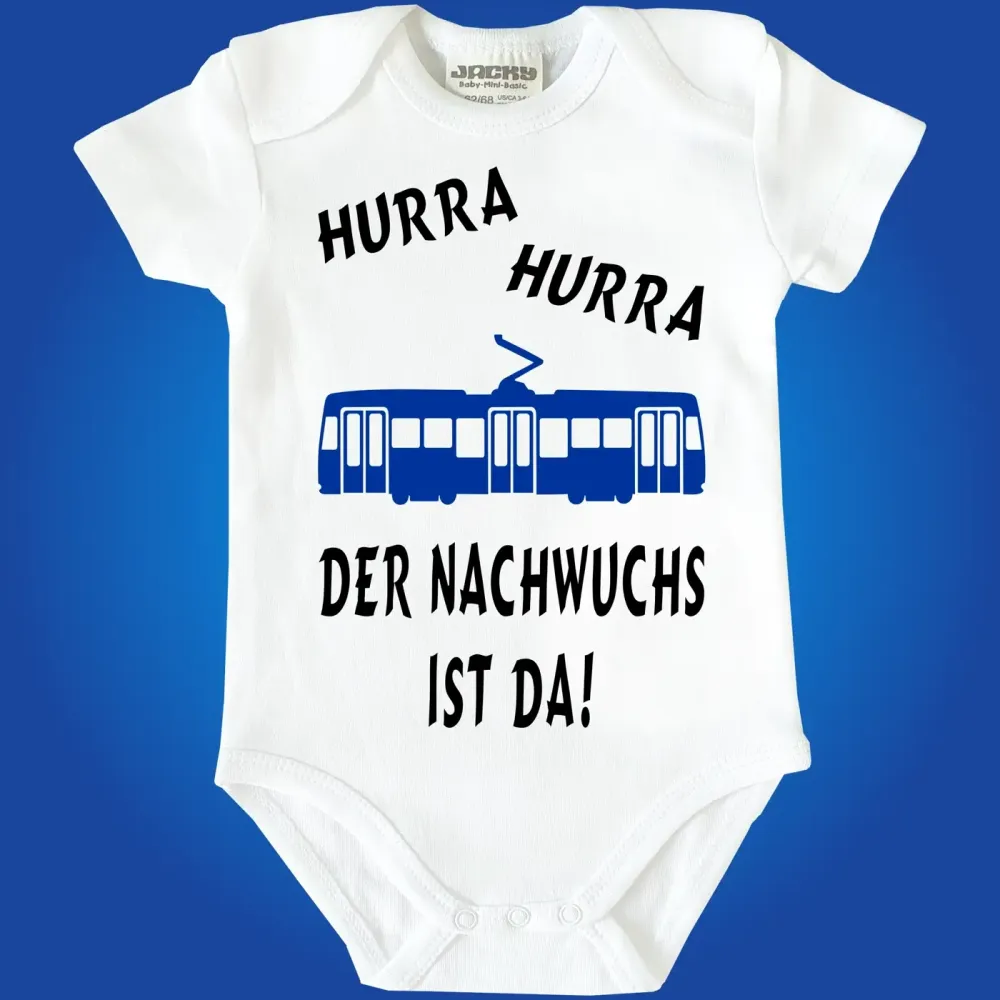 Baby-Body mit Strassenbahn Straßenbahn