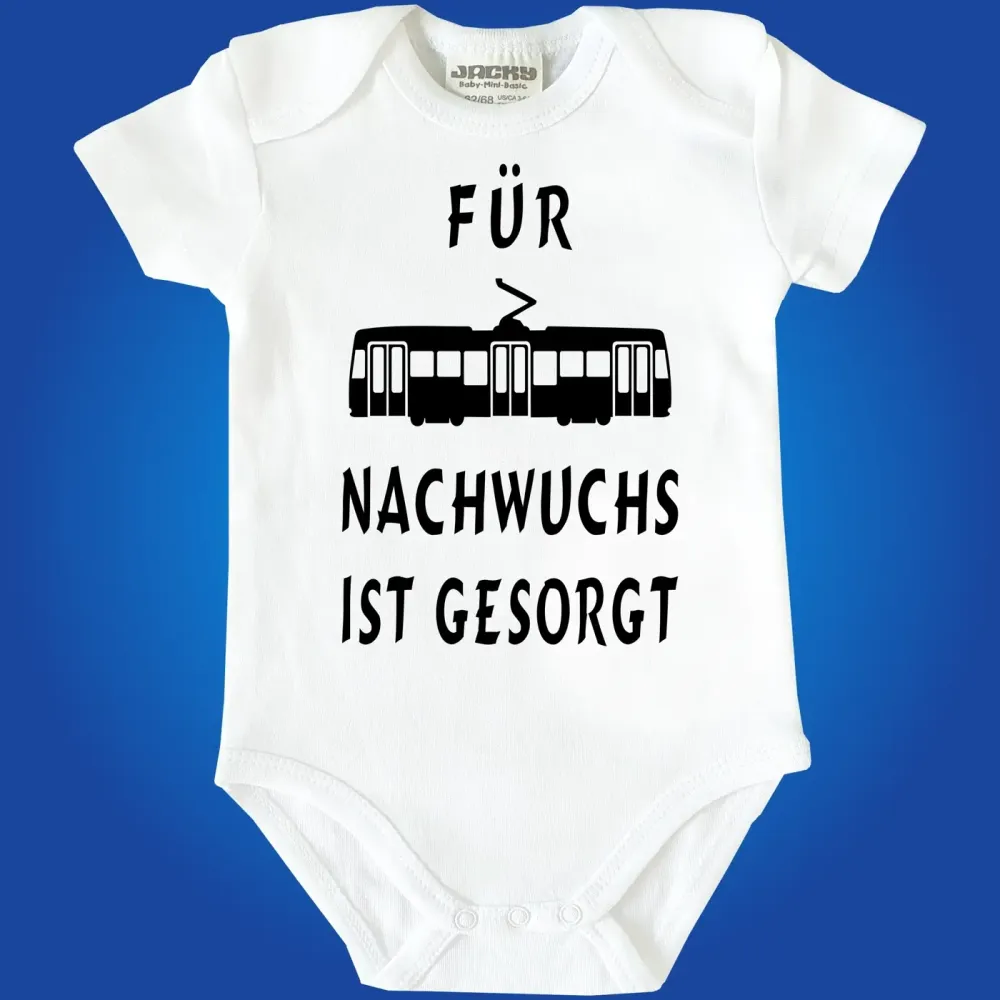 Babybody mit lustigem Straßenbahn‑Design für Babys