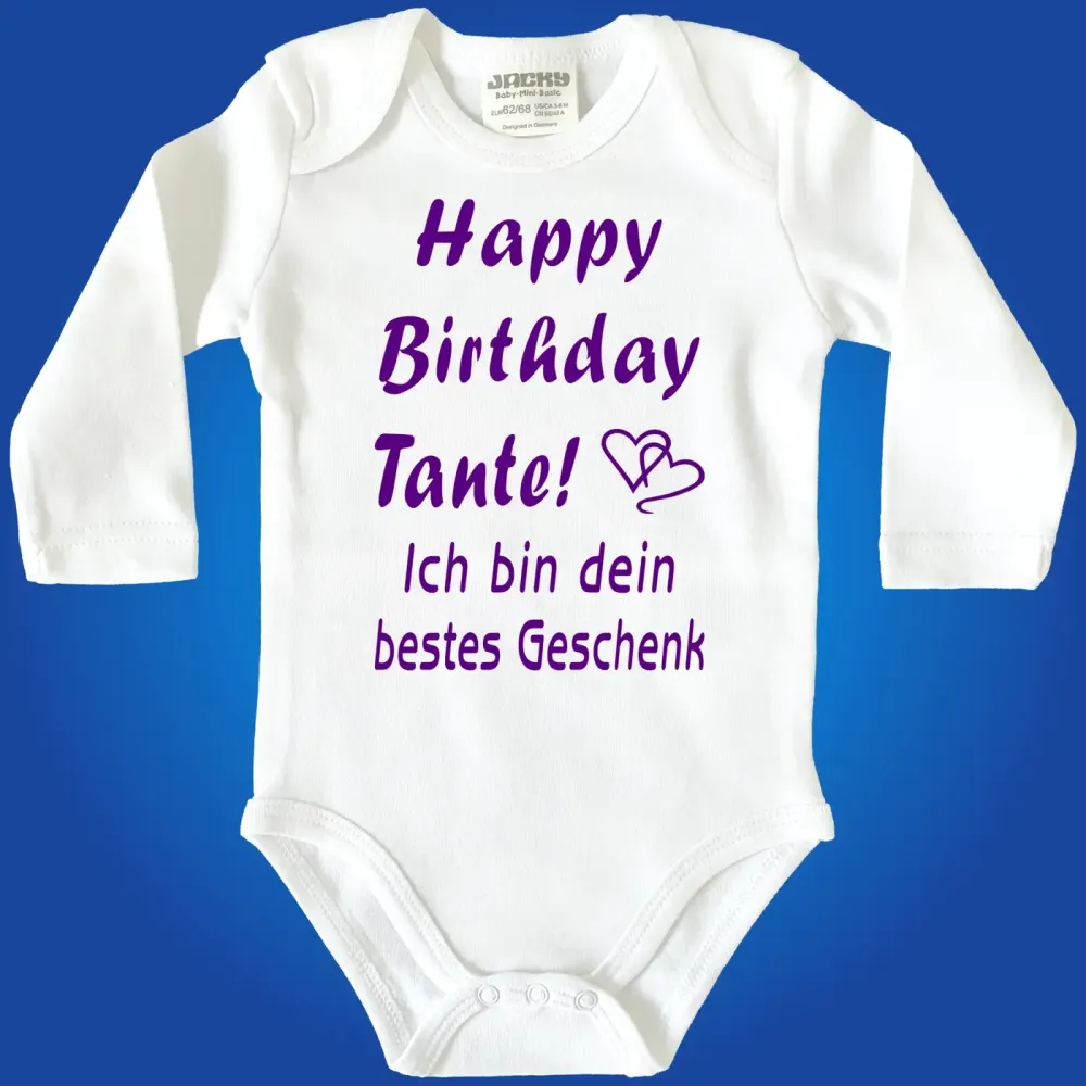 Preview: Baby‑Body „Happy Birthday liebe Tante“ mit Herz Motiv