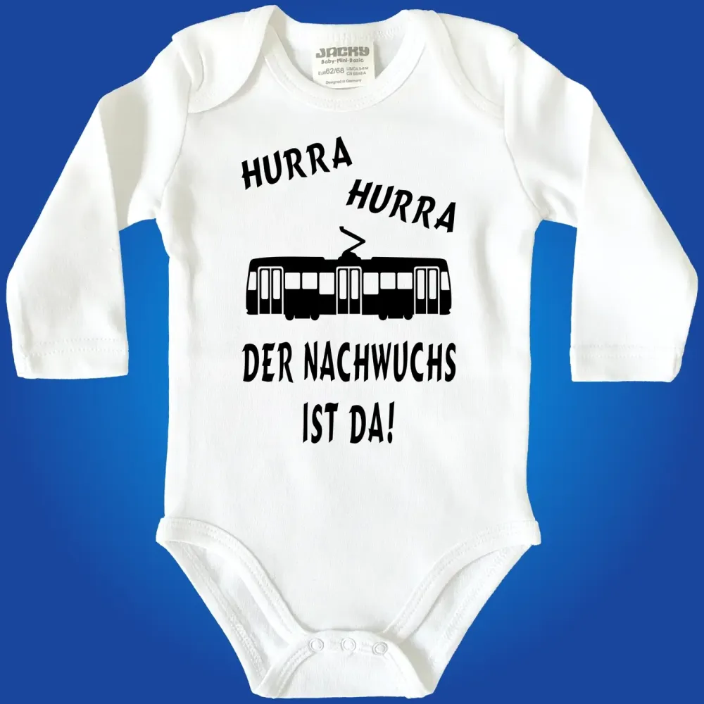 Baby‑Body Nachwuchs Straßenbahnfahrer mit Straßenbahn‑Motiv