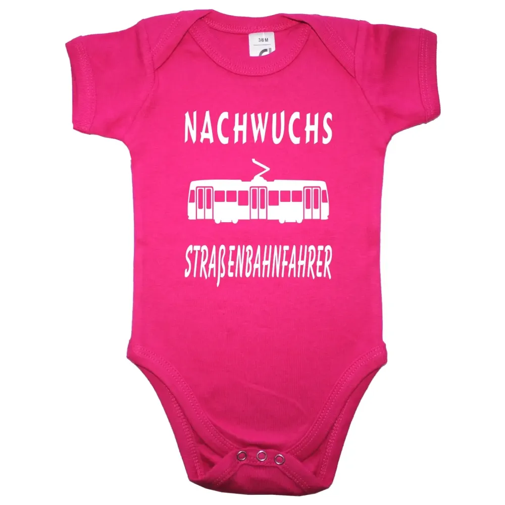 Babybody „Nachwuchs Straßenbahnfahrer“ mit Tram Grafik