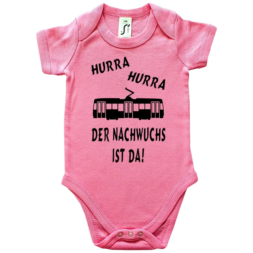 Baby‑Body mit humorvollem Nachwuchs Straßenbahnfahrer Motiv