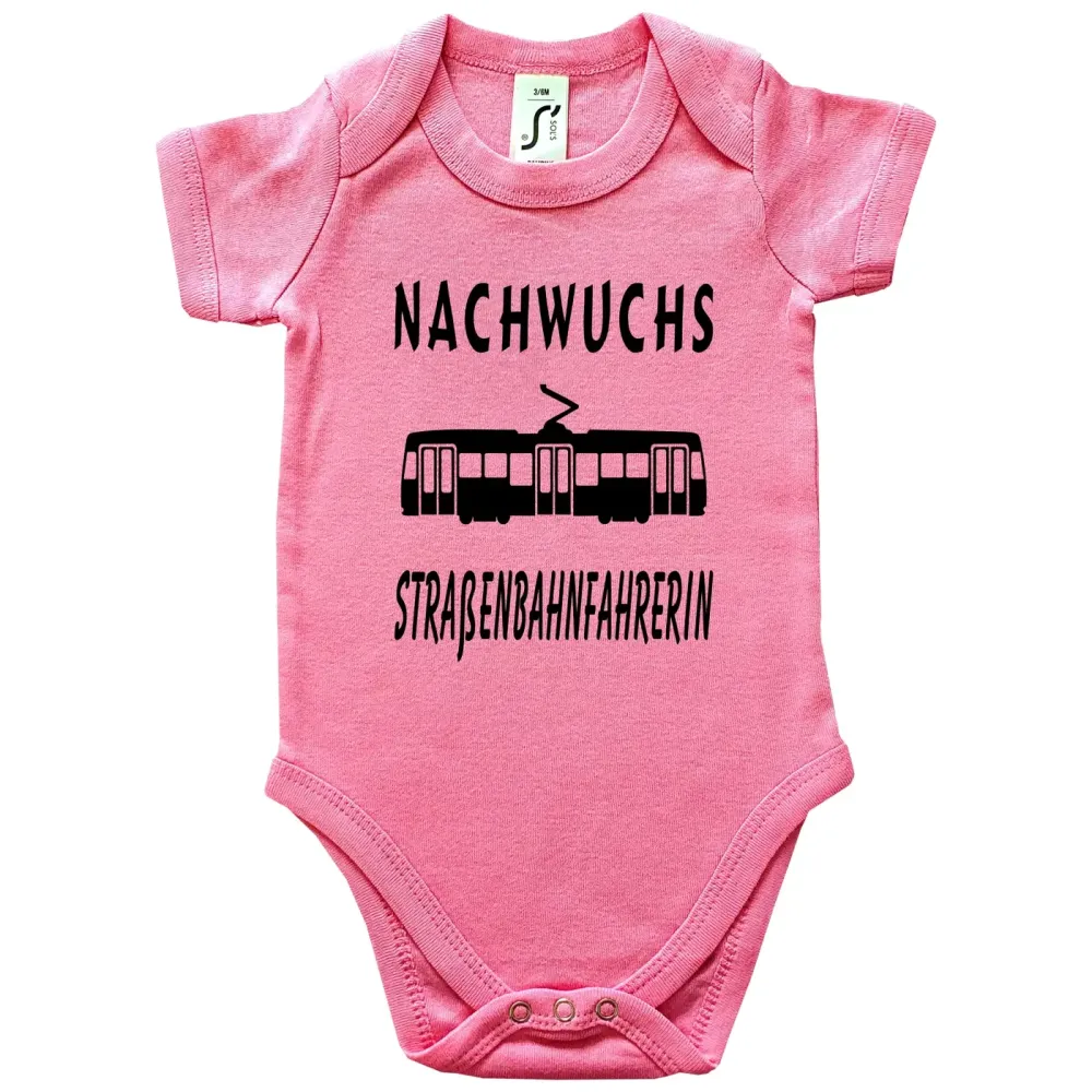 Baby‑Body mit witzigem Tram‑Motiv und Text