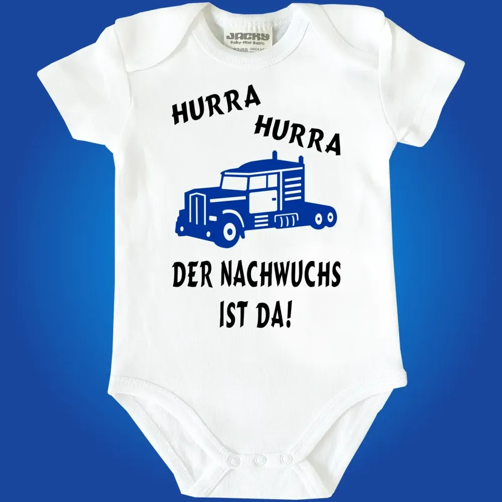 Baby‑Body mit wählbarer LKW‑Farbe und Spruch