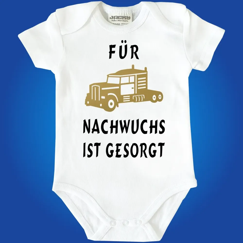 Preview: Baby‑Body Nachwuchs LKW‑Fahrerin mit bunter Truck‑Grafik