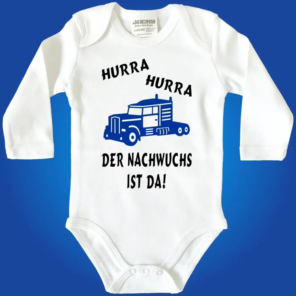 Baby‑Body mit wählbarer LKW‑Farbe und Spruch