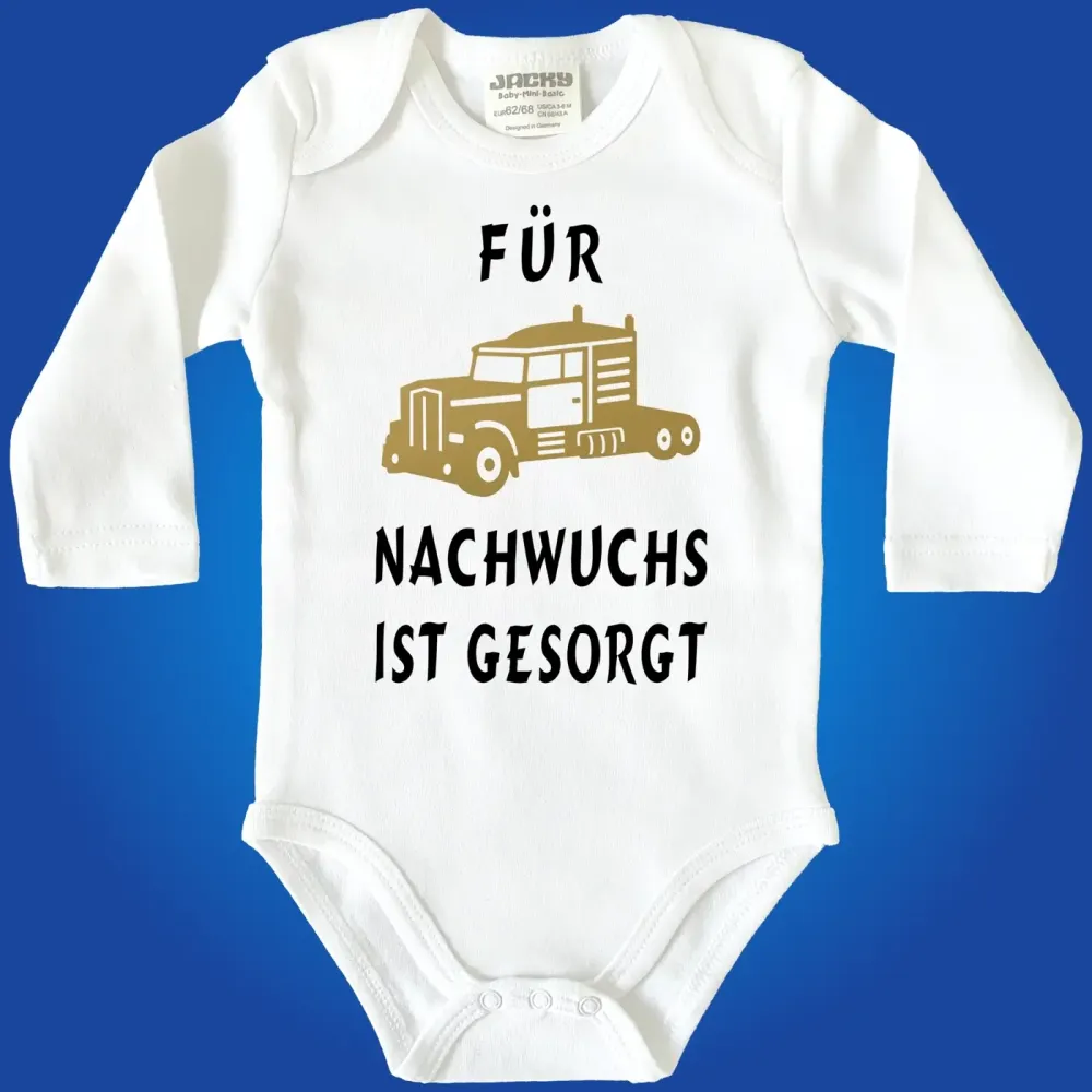 Baby‑Body Nachwuchs LKW‑Fahrerin mit bunter Truck‑Grafik