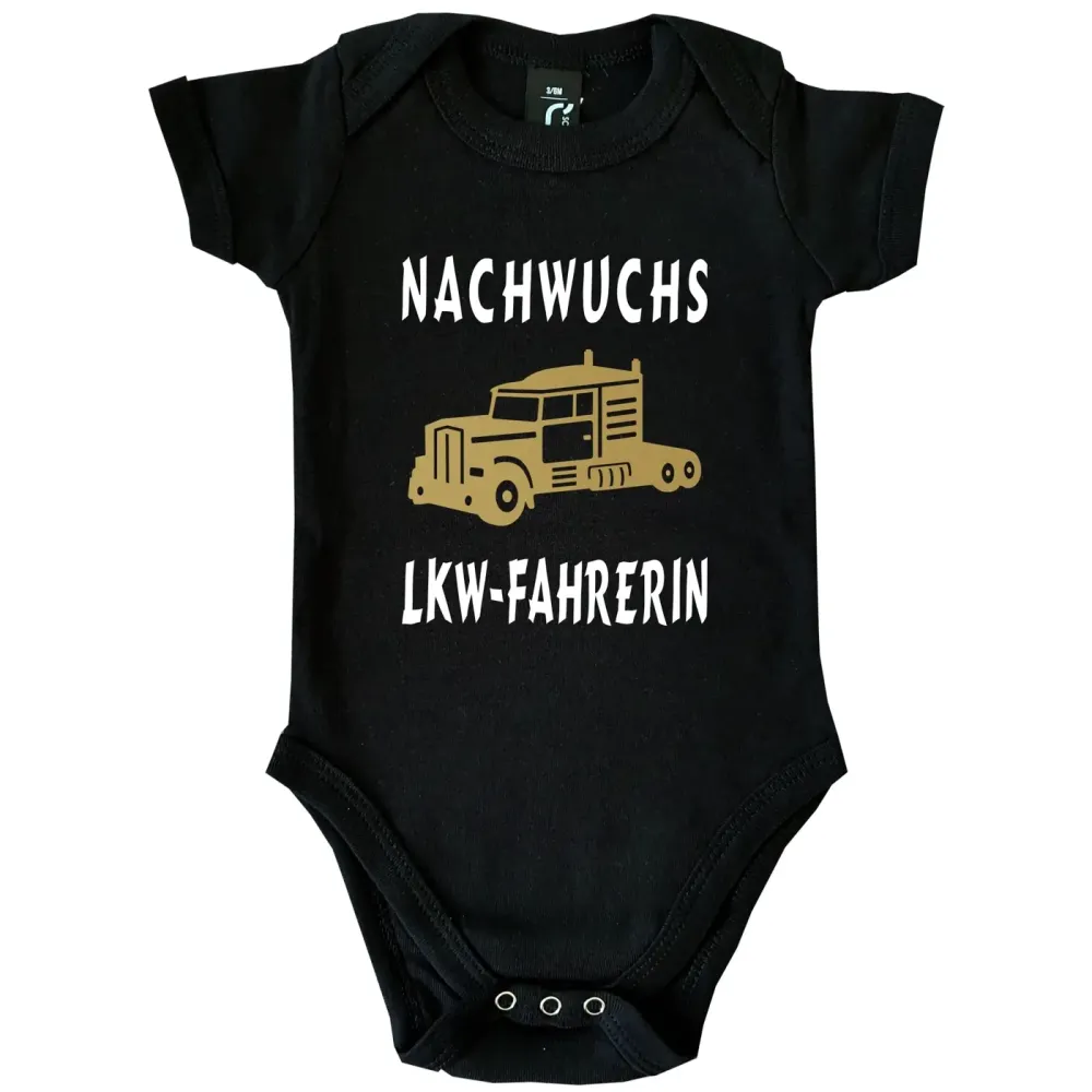 Preview: Babybody mit Spruch und farblich wählbarem LKW