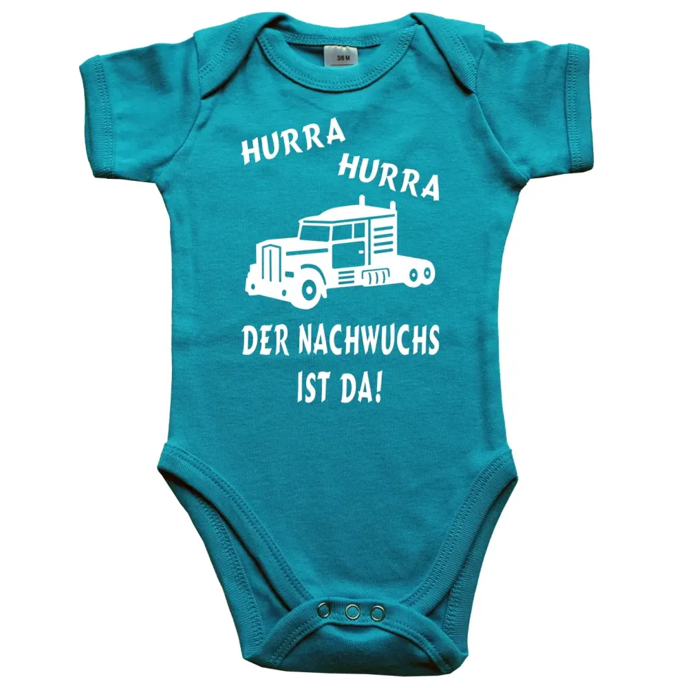 Baby‑Body mit witzigem Truck‑Motiv und Text