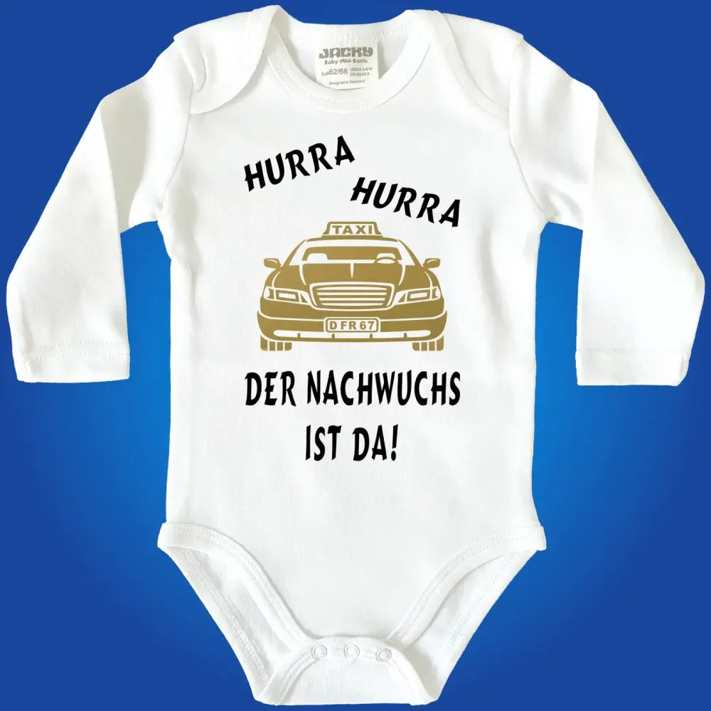 Babybody mit Taxi‑Motiv als Geschenk zur Geburt