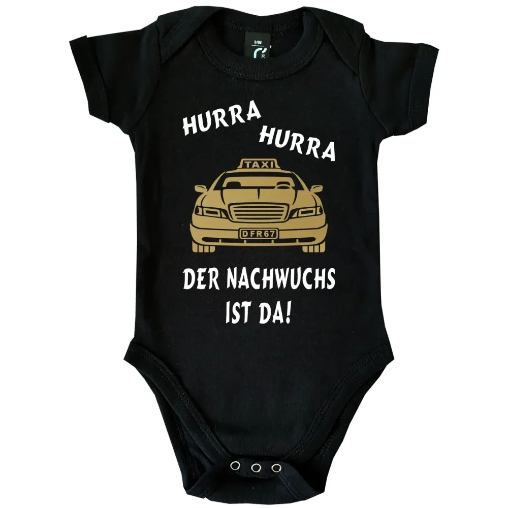 Preview: Lustiger Babybody mit Taxi‑Motiv