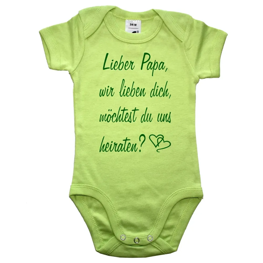 Baby-Body „Wir lieben dich“ Heiratsfrage